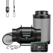 Smart Air Filtration PRO Kit 6", AeroZesh T6 Inline Duct Fan with GrowHub E42A+, Temperature Humidity Controller, Carbon Filter & Ducting Ventilation System for Grow Tent, Hydroponics