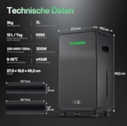 VIVOSUN AeroDrain D12 Smart Grow Tent Luftentfeuchter 12L/Tag APP Steuerung, 2L Wassertank, mit Temperatur- und Luftfeuchtigkeitssensor