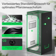 Smart Growbox Komplettset 70 x 70 x 160 cm, Komplettes Grow-Set mit GrowHub E42A+, 1680D Mylar Growzelt, Vollspektrum LED Pflanzenlampe und effizientem Belüftungssystem