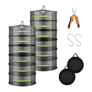 6-Layer Mesh Drying Rack Hanging Design with Green Zippers 2-Pack