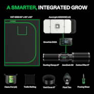 Smart Grow Tent Kit GIY-SGS-55 5x5, 6-Plant Complete System, with WiFi E42A Controller, 3x 200W AeroLight Wing SE LED Grow Light, and 6-inch AeroZesh G6 Ventilation Combo
