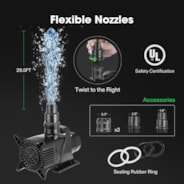 Submersible Water Pump 5284 GPH 400W for Pond Waterfall Fish Tank Statuary Hydroponic