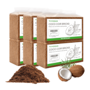 Coco Coir Brick, 1.4lbs 100% Natural Organic Compressed Coconut Coir Fiber with Low EC 6 Pack