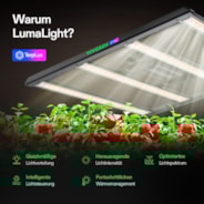 LumaLight 320W LED Pflanzenlampe, Vollspektrum Grow Lampe mit tiefer Canopy-Durchdringung, 90 x 90 cm, GrowHub kompatibel