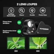 30X-60X Jewelers Loupe Magnifier with LED Light (1-Pack Black)