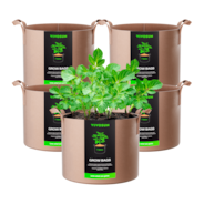 7 Gallon Grow Bags 5-Pack Brown Thickened Nonwoven Fabric Pots with Handles