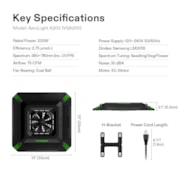 AeroLight A200 200W LED Grow Light with Integrated Circulation Fan, Compatible with GrowHub E42/E42A/E25 Controller