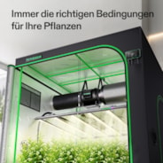 Smart Growbox Komplettset 150 x 150 x 200 cm, Komplettsystem für 6 Pflanzen, mit WiFi E42A+ Controller, 1 x 750W LumaLight LED Pflanzenlampe und 15 cm AeroZesh G6 Abluftset