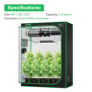 Smart Grow Tent Kit 2x5, 3-Plant Complete System, with WiFi E42A+ Controller, 200W AeroLight Wing LED Grow Light, 6-inch AeroZesh T6 Ventilation Combo, and AeroWave E6 Gen2 Clip-on Fan