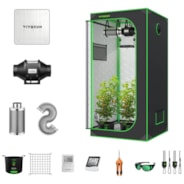 Standard Grow Tent Kit GIY-27 2.7x2.7, 2-Plant Complete System, with 100W VS1000 LED Grow Light, 4-inch Ventilation Combo