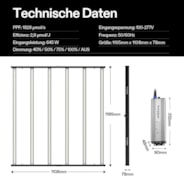 VSFL6450 Vollspektrum LED Pflanzenlampe Lichtbalken 645W, faltbares Design mit 6 Dimmoptionen, 150 x 150 cm Abdeckfläche