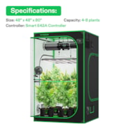 Smart Grow Tent Kit Pro 4x4, 4-Plant Complete System, with WiFi E42A+ Controller, 550W AeroLight LED Grow Light, 6-inch AeroZesh T6 Ventilation Combo, and AeroWave E6 Gen2 Clip-on Fan
