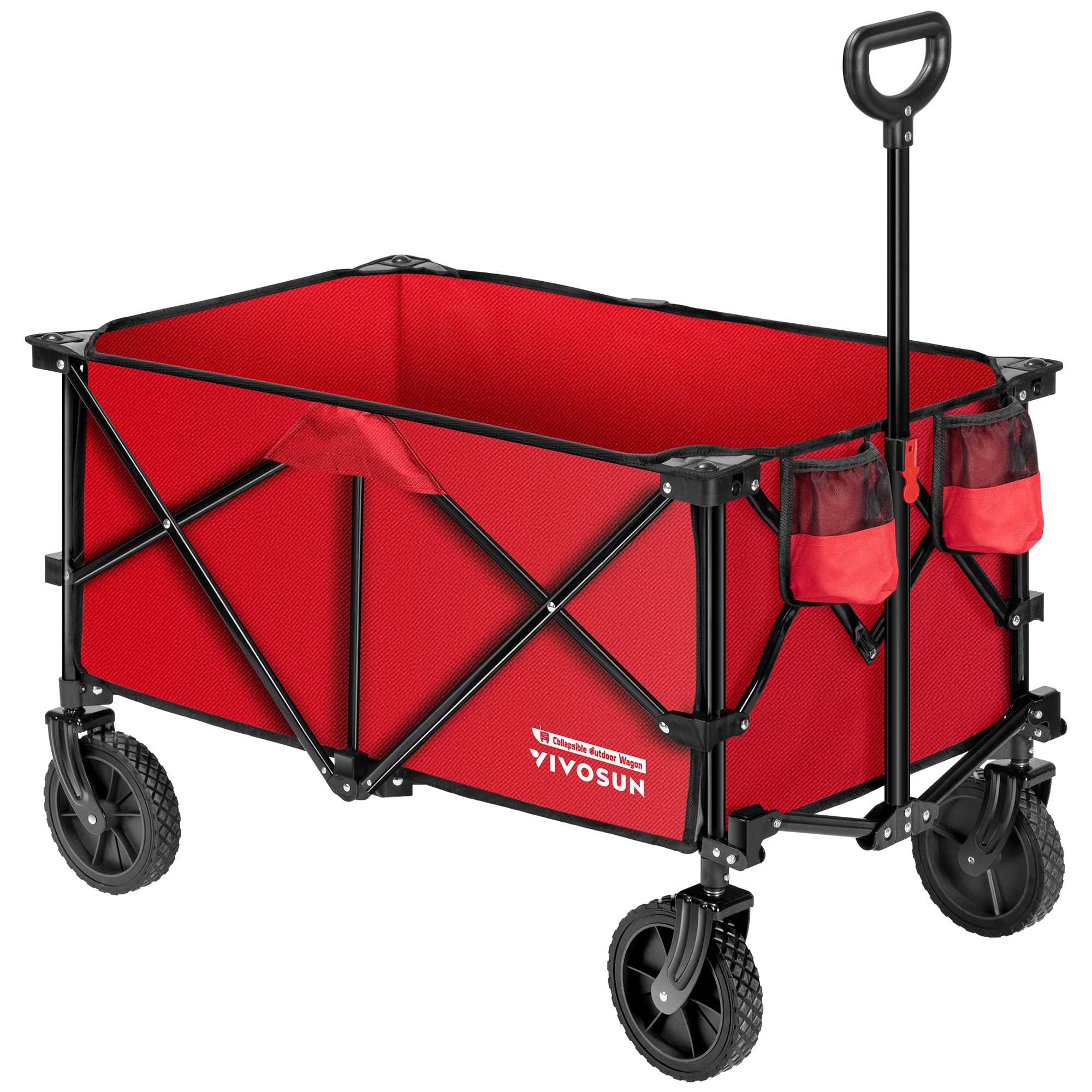 Load Capacity 175 LBS Collapsible Folding Outdoor Utility Wagon with Heavy Duty Pneumatic All Terrain Tires and Ball Bearings for Easy Mobility 