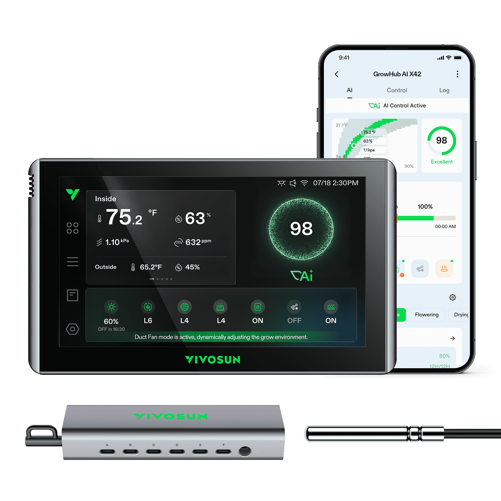 GrowHub X42 AI Controller for Grow Tent, All-in-One Grow Automation System with Stable Environment Control & VPD Management, Wireless Device Sync & App Monitoring for Indoor Grow Systems & Hydroponics