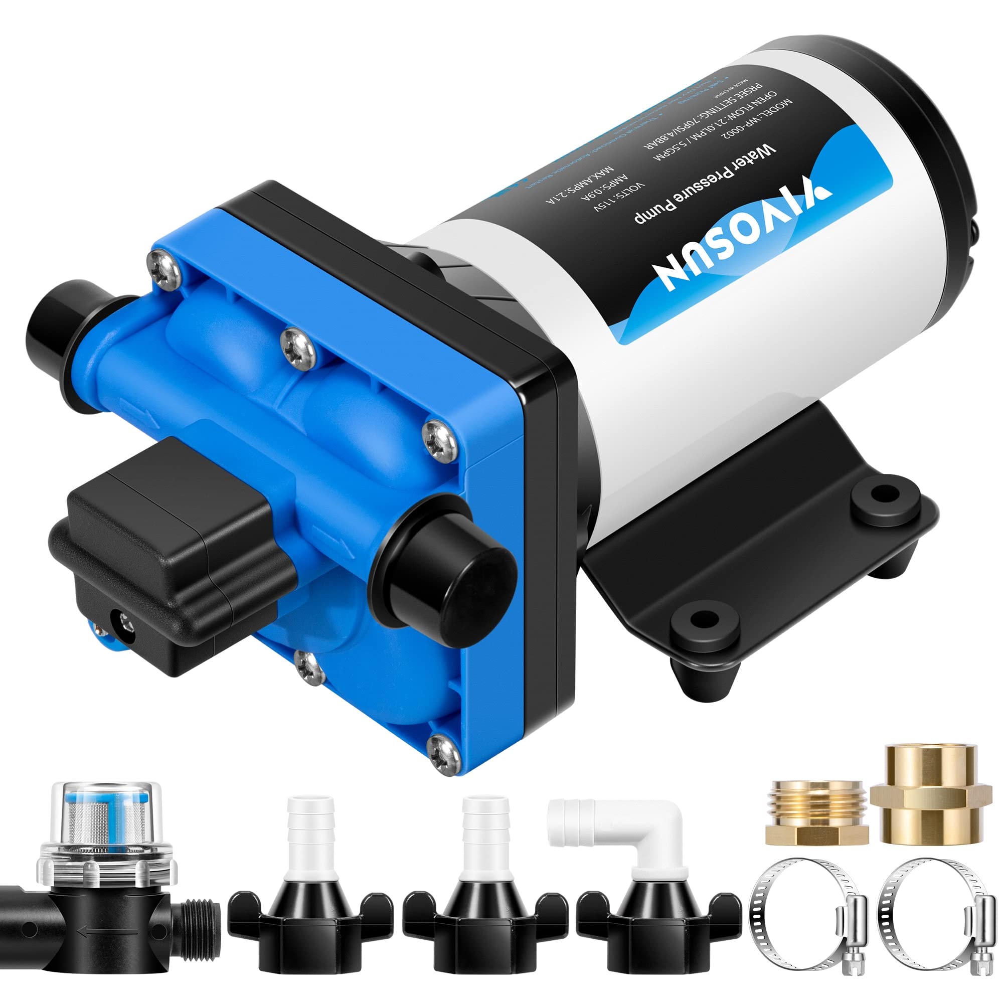 VIVOSUN Water Pressure Pump, 110V 5.5GPM 70 PSI Diaphragm Water Pump