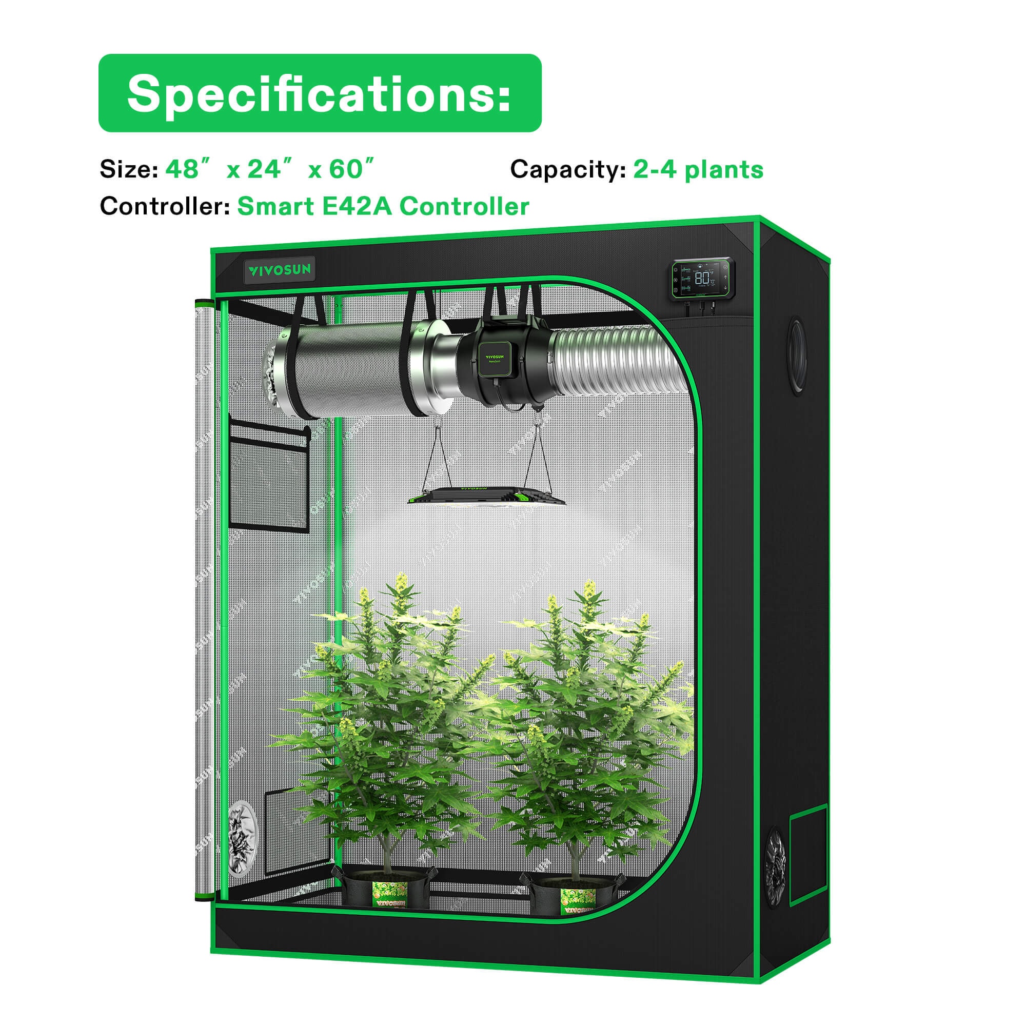 Vivosun Smart Grow Tent Kit GIY-SK-42 4x2, 2-Plant Complete System