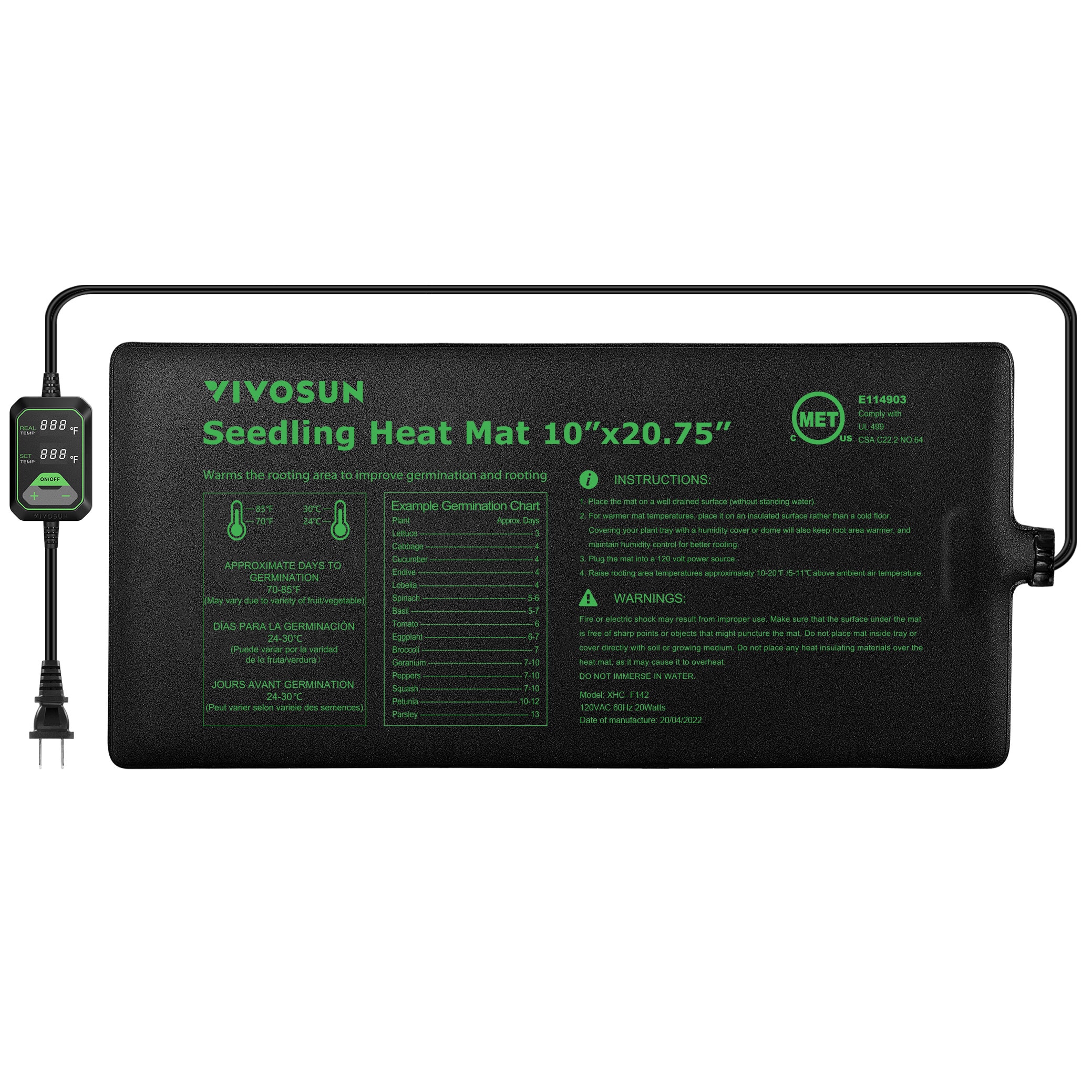 Details about   Digital Seedling Heat Mat Seed Starting Thermostat Controller for Seed Cloning 