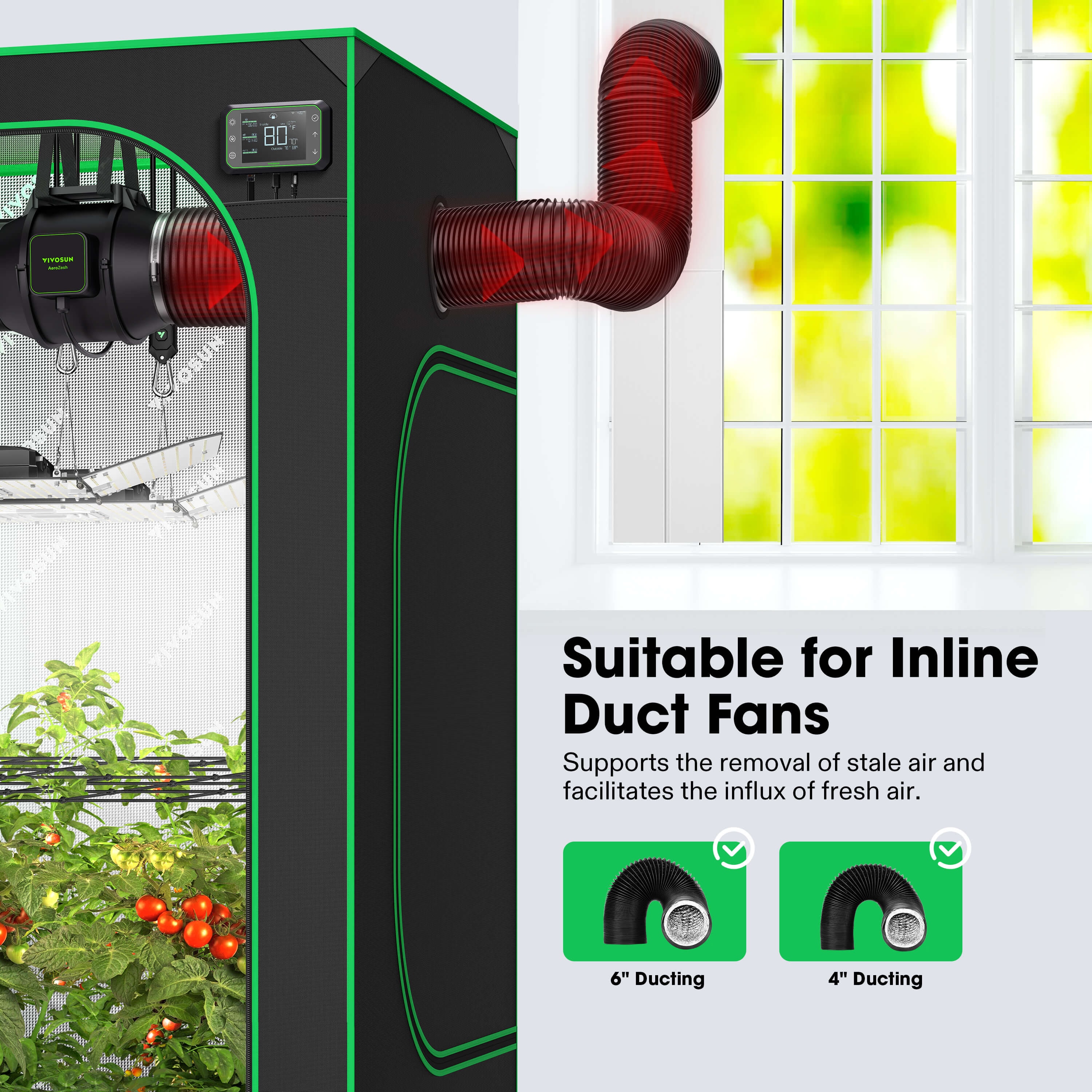 Universal Window Duct Kit - AC Vent Kit For 4" & 6" Hoses, Sliding Window Seal