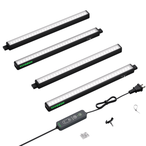 T5 Grow Lights for Indoor Plants, 5000K Full Spectrum 28W (4 x 7W), 1FT LED Plant Light Strip with Timer & Dimming Controller for Seed Starting, 4-Pack