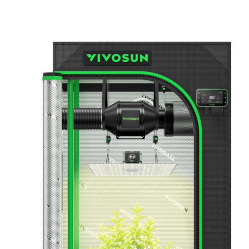 Smart Grow Tent Kit 2x2 Complete Indoor Grow System with Smart Controller, Full-Spectrum LED Grow Light & Ventilation Automation System, 1680D Mylar Tent 24"x24"x48"