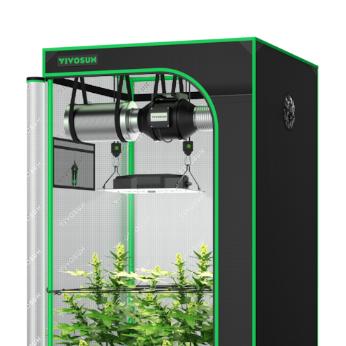 Standard Grow Tent Kit GIY-27 2.7x2.7, 2-Plant Complete System, with 150W VS1500 LED Grow Light, 4-inch Ventilation Combo