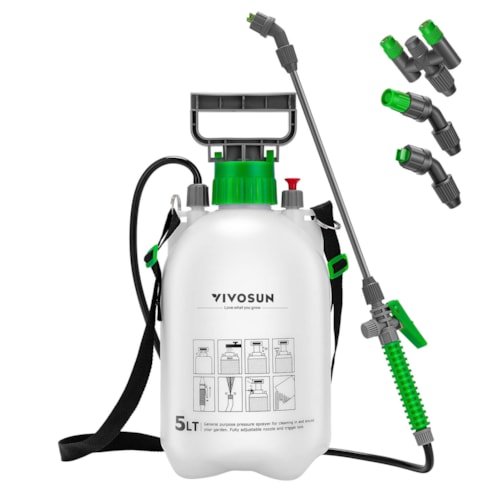 1.3 Gallon Pressure Sprayer 3 Water Nozzles with Adjustable Shoulder Strap
