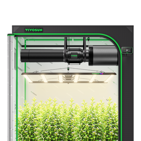 Kit de carpa de cultivo inteligente, 150 x 150 cm, sistema completo para 6 plantas, con controlador WiFi E42A+, 1 x 750W LumaLight LED Grow Light, de 6 pulgadas AeroZesh Combinación de ventilación G6