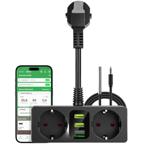 GrowHub A22 Controller with Temperature and Humidity Sensor Probe, Compatible with Vivosun App for Grow Tent