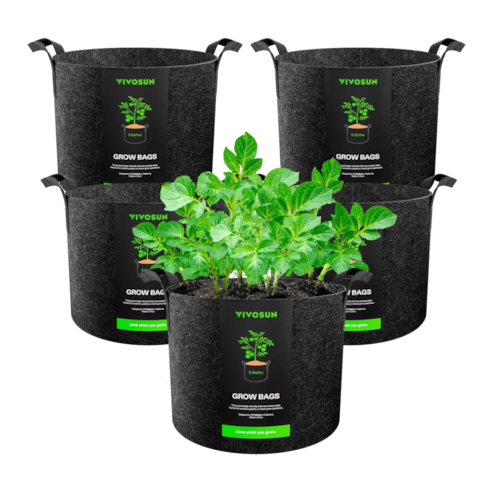5 Gallon Grow Bags 5-Pack Black Thickened Nonwoven Fabric Pots with Handles