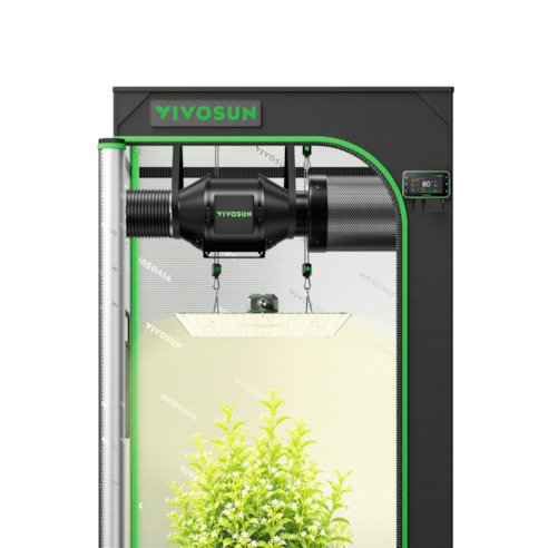 Smart Grow Tent Kit 2.3x2.3 Complete Indoor Grow System with Smart Controller, Full-Spectrum LED Grow Light & Ventilation Automation System, 1680D Mylar Tent 28"x28"x63"