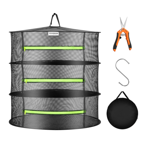 3-Layer Mesh Drying Rack Hanging Design with Green Zippers