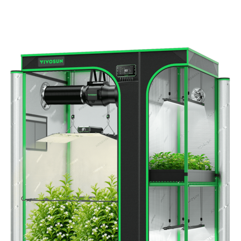 Smart 2-in-1 Grow Tent Kit 4x5, 4-Plant Complete System, with WiFi E42A+ Controller, LumaLight 400W LED Grow Light, and 6-inch AeroZesh G6 Ventilation Combo
