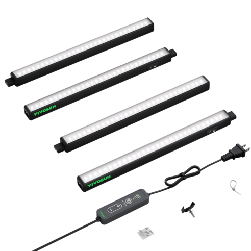 T5 Linear LED Pflanzenlampe 30 cm, 5000K Vollspektrum Grow Light 28W (4 x 7W) mit Timer & Dimmer, Pflanzenlicht für Anzucht, Hydroponik & Indoor Pflanzen, SGS kompatibel, erweiterbar, 4er Set