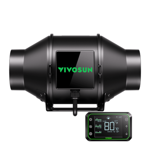 AeroZesh G4 Rohrventilator 10 cm mit E42A WLAN-Controller für Temperatur und Feuchtigkeit, PWM-gesteuerter EC-Ventilator für Growbox-Belüftung