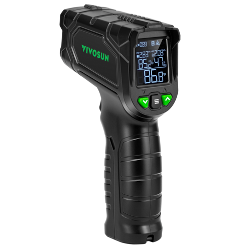 VPD Thermometer, Handheld Environmental Monitor, Precision Infrared Laser Thermometer Gun with Adjustable Emissivity, Leaf VPD and Temperature Monitoring for Plants, Grow Tents, HVAC