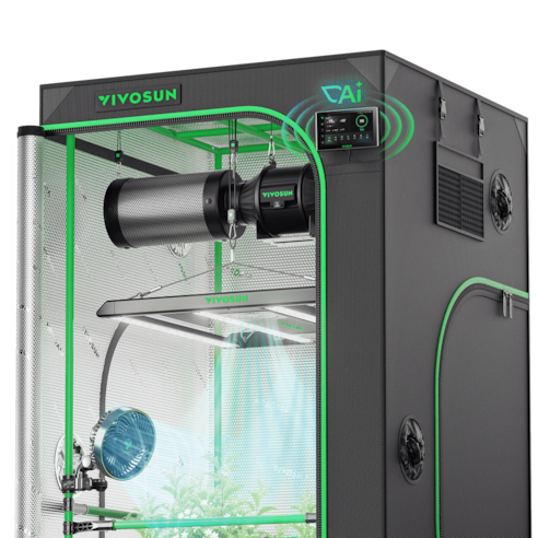 Smart AI Grow Tent System 3x3 Indoor Smart Grow System with Self-Learning AI Controller, Dynamic Airflow & Tunable Spectrum, Automated Climate Control, 2000D Mylar Tent 36"x36"x72"
