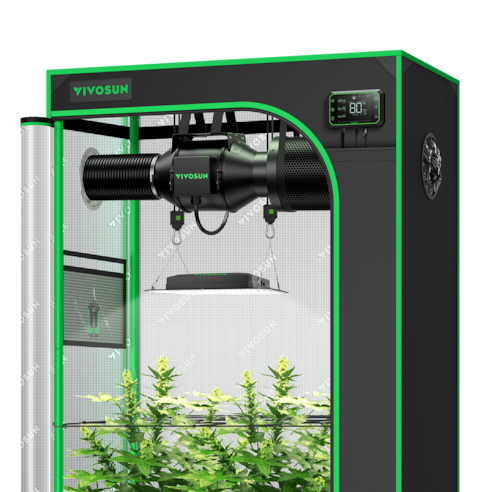 Smart Grow Tent Kit GIY-SGS-32 2x3, 2-Plant Complete System, with WiFi E42A Controller, 100W AeroLight SE LED Grow Light, and 4-inch AeroZesh G4 Ventilation Combo