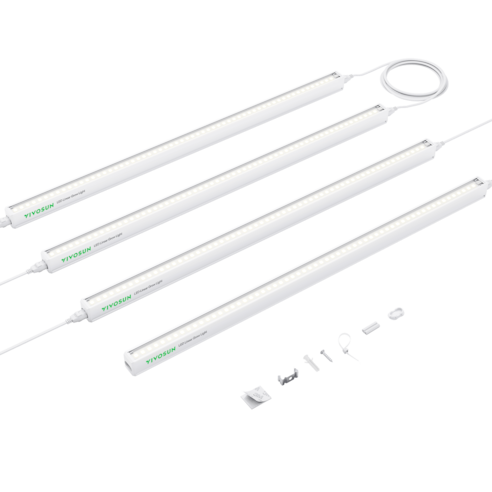 T5 Linear Grow Lights, 5000K Full Spectrum LED Grow Lights for Indoor Plants, SGS Compatible, 15W/Bar, 2ft, 4-Pack