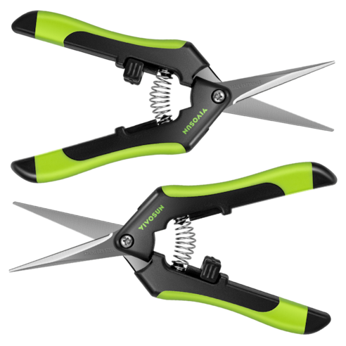 Gardening Hand Pruner Pruning Shear with Straight Stainless Steel Blades, Black-and-Green