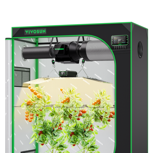 AUSVERKAUF | Smart Growbox Komplettset 120×60 cm, 2-Pflanzen System Vollautomatisches Grow-Setup mit WLAN-Steuerung, GrowHub E42A+ Controller, 200W Full-Spectrum LED Pflanzenlampe und 10cm AeroZesh G4 Abluftset