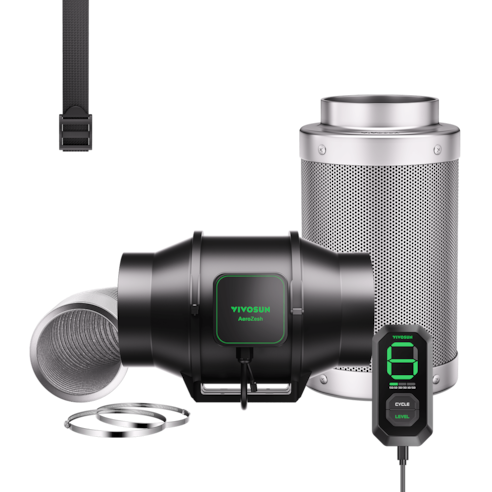 Smart Air Filtration Kit 6″, AeroZesh S6 Inline Fan with Carbon Filter & Ducting Combo