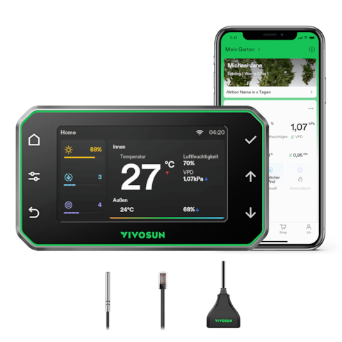 GrowHub Controller E42A+, Smart WLAN-Controller für Growzelte Umgebungssteuerung von Temperatur, Luftfeuchtigkeits, VPD, Timer, Zyklen und Zeitplansteuerung, Kühlung