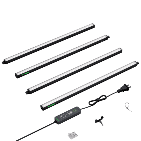 T5 LED Linear Pflanzenlampe 60 cm, 5000K Vollspektrum Grow Light 60W (4 x 15W) mit Timer & Dimmer, Pflanzenlicht für Anzucht, Hydroponik & Indoor Pflanzen, SGS kompatibel, erweiterbar, 4er Set