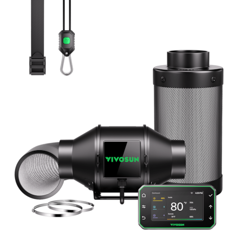 Smart Air Filtration PRO G4 Kit 4", AeroZesh G4 Inline Duct Fan w/GrowHub E42A+ Temp. Humidity WiFi-Controller, Carbon Filter & Ducting, Cooling & Ventilation System for Grow Tent, Hydroponics