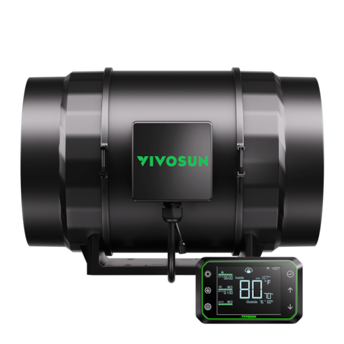 AeroZesh S8 Inline Fan 8″ with E42A Temp. Humidity WiFi Controller, PWM-Controlled EC Fan for Grow Tent Ventilation