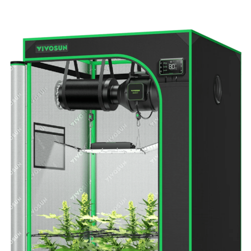 Smart Growbox Komplettset GIY-SE-33 90 x 90 x 180 cm, 3-Pflanzen Komplettsystem mit WLAN-E42A-Controller, 200W AeroLight Wing SE LED Pflanzenlampe und 10cm AeroZesh S4 Abluftset