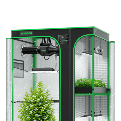 Smart 2-in-1 Grow Tent Kit 3x4, 2-Plant Complete System, with WiFi E42A+ Controller, AeroLight Wing AW200SE LED Grow Light, and 4-inch AeroZesh G4 Ventilation Combo