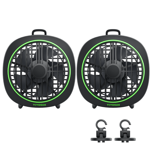 AeroWave D4, 4” Grow Tent Clip Fan with Detachable Hook, Black, 2 Pack