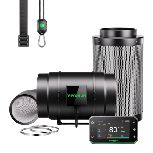 Smart Air Filtration PRO G8 Kit 8", AeroZesh G8 Inline Duct Fan w/GrowHub E42A+ Temperature Humidity WiFi-Controller, Carbon Filter & Ducting, Cooling & Ventilation for Grow Tent, Hydroponics
