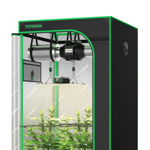 Standard Grow Tent Kit GIY-27 2.7x2.7, 2-Plant Complete System, with LumaLight 100W Grow Light, 4-inch Ventilation Combo